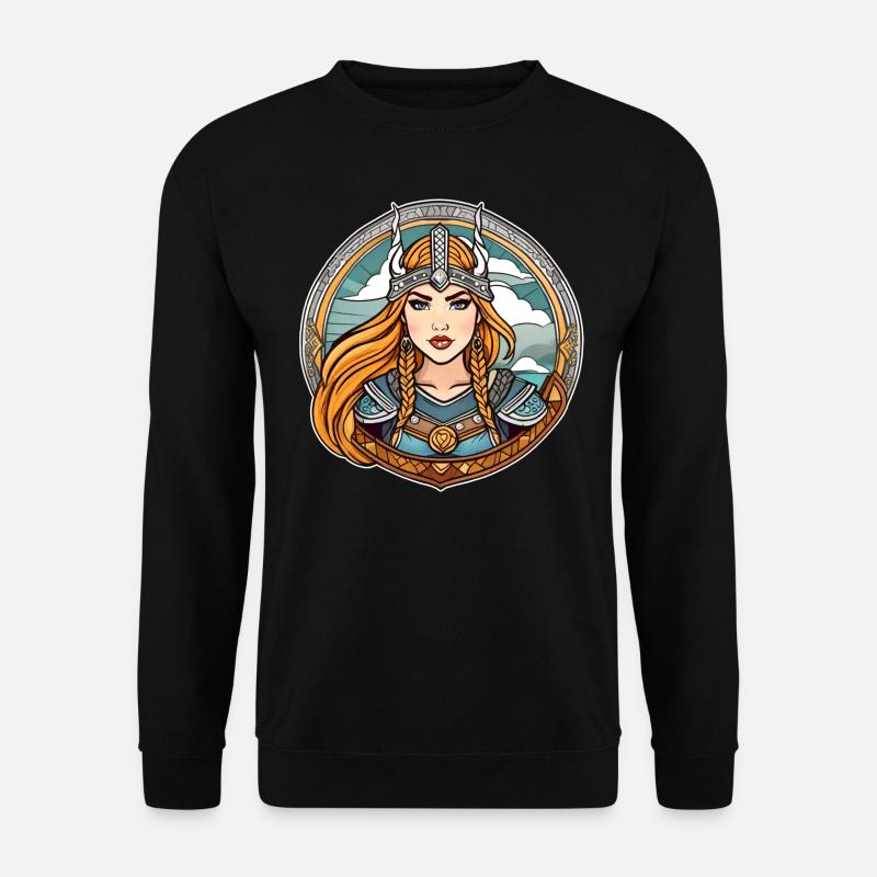 Stolze Wikingerin Germanin Schildmaid - Unisex Pullover - Schwarz