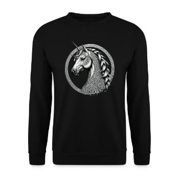 Licorne avec nœud celtique - Sweat-shirt Unisexe - noir - Devant - Alina (178cm) & Michal (187cm)
