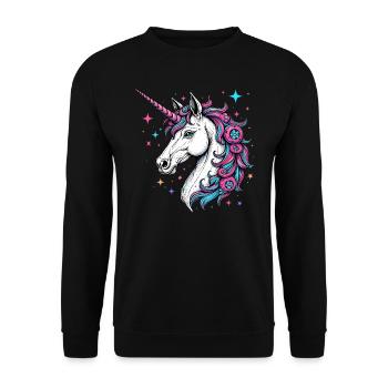 Zauberhaftes Einhorn 01 - Unisex Pullover - Schwarz - Vorne - Alina (178cm) & Michal (187cm)