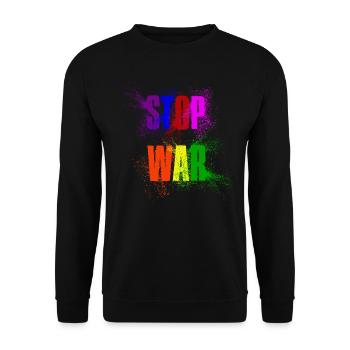 STOP WAR – NO WAR - PEACE in rainbow colours - Unisex Sweatshirt - black - Front - Alina (178cm) & Michal (187cm)