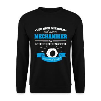 Mechaniker - Unisex Pullover - Schwarz - Vorne - Alina (178cm) & Michal (187cm)
