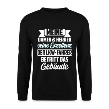 Lkw-Fahrer - Unisex Pullover - Schwarz - Vorne - Alina (178cm) & Michal (187cm)