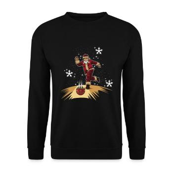 Santa Claus Plays Bowling - Christmas Bowling Team - Unisex Sweatshirt - black - Front - Alina (178cm) & Michal (187cm)
