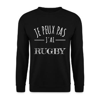 je peux pas j’ai rugby humour joueur sport - Sweat-shirt Unisexe - noir - Devant - Alina (178cm) & Michal (187cm)