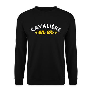 Cavalière en or. équitation - Sweat-shirt Unisexe - noir - Devant - Alina (178cm) & Michal (187cm)