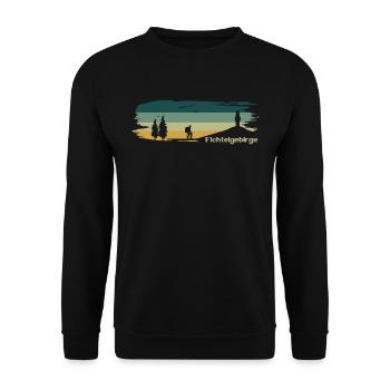 Fichtelgebirge Wanderer Schneeberg - Unisex Pullover - Schwarz - Vorne - Alina (178cm) & Michal (187cm)