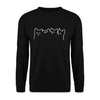 cats Katzen Mietzen - Unisex Pullover - Schwarz - Vorne - Alina (178cm) & Michal (187cm)