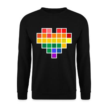 Cœur Rainbow Pixel - Sweat-shirt Unisexe - noir - Devant - Alina (178cm) & Michal (187cm)