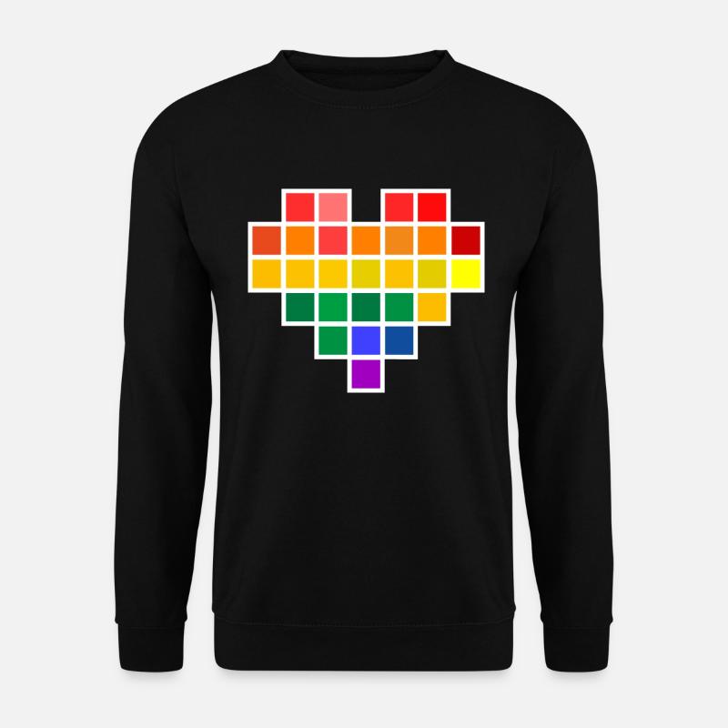 Rainbow Pixel Heart - Unisex Sweatshirt - black