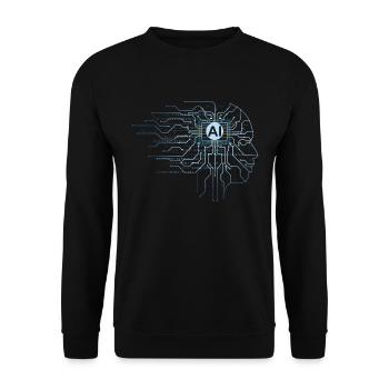 KI - Binary Code Künstliche Intelligenz Informatik - Unisex Pullover - Schwarz - Vorne - Alina (178cm) & Michal (187cm)