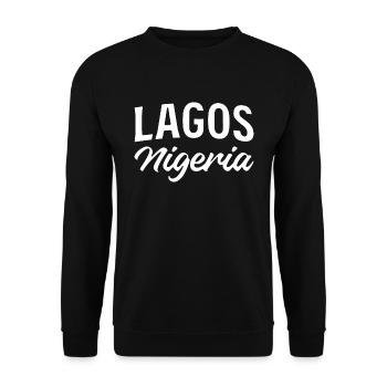 Nigeria Lagos Retro Schriftzug - Unisex Pullover - Schwarz - Vorne - Alina (178cm) & Michal (187cm)