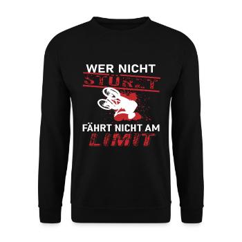 Wer nicht stürzt Fährt nicht am Limit - Unisex Pullover - Schwarz - Vorne - Alina (178cm) & Michal (187cm)