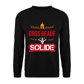 cadeau marrant gros beauf solide spartiate - Sweat-shirt Unisexe - noir - Devant - Alina (178cm) & Michal (187cm)