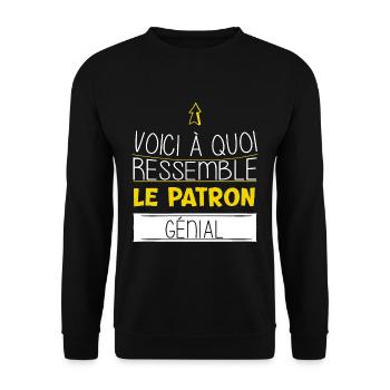 Patron - Cadeau - Drôle - Métier - Génial - Boss - Sweat-shirt Unisexe - noir - Devant - Alina (178cm) & Michal (187cm)
