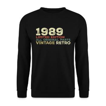 1989 Born Vintage 1989 Retro Geburtstagsgeschenk - Unisex Pullover - Schwarz - Vorne - Alina (178cm) & Michal (187cm)