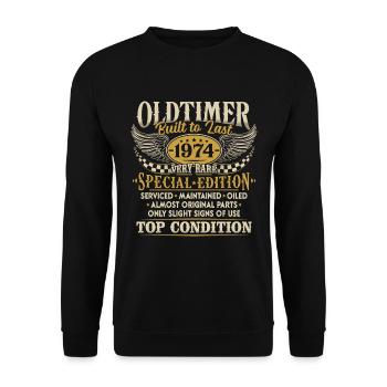 Vintage 1974 Vintage Born Birthday Gift - Unisex Sweatshirt - black - Front - Alina (178cm) & Michal (187cm)