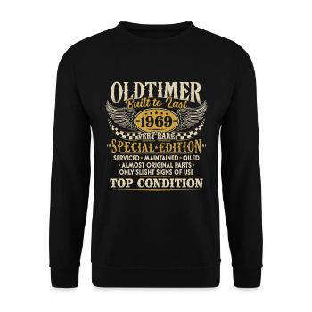 Oldtimer 1969 Jahrgang geboren Geburtstag Geschenk - Unisex Pullover - Schwarz - Vorne - Alina (178cm) & Michal (187cm)