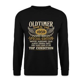 Oldtimer 1959 Jahrgang geboren Geburtstag Geschenk - Unisex Pullover - Schwarz - Vorne - Alina (178cm) & Michal (187cm)