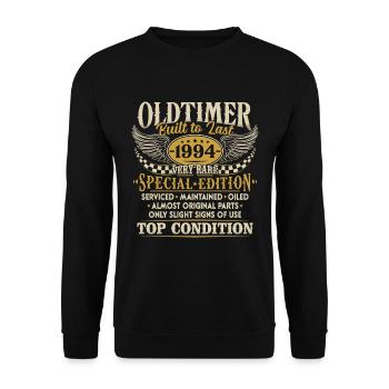 Oldtimer 1994 Jahrgang geboren Geburtstag Geschenk - Unisex Pullover - Schwarz - Vorne - Alina (178cm) & Michal (187cm)