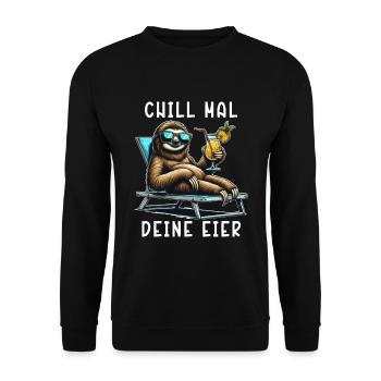 Faultier - Chill mal dein Leben - Unisex Pullover - Schwarz - Vorne - Alina (178cm) & Michal (187cm)