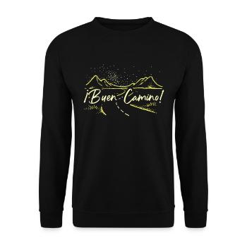 Buen camino Pilger pilgern Gruß Jakobsweg Geschenk - Unisex Pullover - Schwarz - Vorne - Alina (178cm) & Michal (187cm)