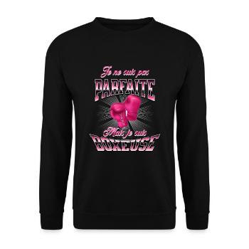 Cadeau original pour boxeuse, Boxe féminine, - Sweat-shirt Unisexe - noir - Devant - Alina (178cm) & Michal (187cm)