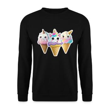 Einhorn Eis in Waffel Unicorn Ice in Waffle - Unisex Pullover - Schwarz - Vorne - Alina (178cm) & Michal (187cm)