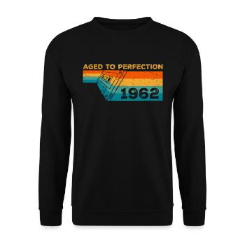 Jahrgang 1962 - Retro 1962 Geburtstagsgeschenk - Unisex Pullover - Schwarz - Vorne - Alina (178cm) & Michal (187cm)