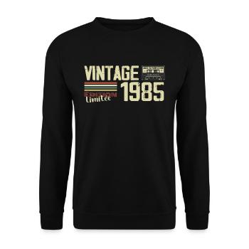 1985 Vintage Rétro Cadeau D'anniversaire 1985 - Sweat-shirt Unisexe - noir - Devant - Alina (178cm) & Michal (187cm)