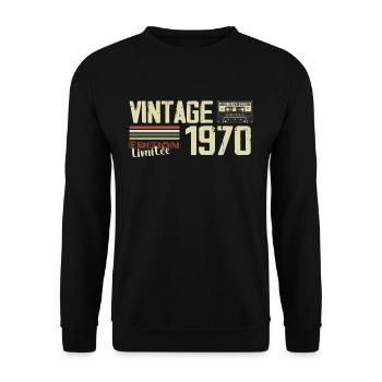 1970 Vintage Rétro Cadeau D'anniversaire 1970 - Sweat-shirt Unisexe - noir - Devant - Alina (178cm) & Michal (187cm)
