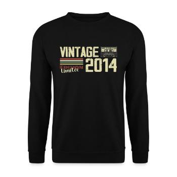 2014 Vintage Rétro Cadeau D'anniversaire 2014 - Sweat-shirt Unisexe - noir - Devant - Alina (178cm) & Michal (187cm)
