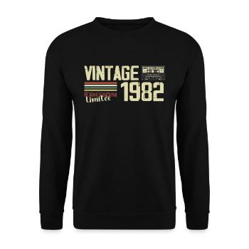 1982 Vintage Rétro Cadeau D'anniversaire 1982 - Sweat-shirt Unisexe - noir - Devant - Alina (178cm) & Michal (187cm)