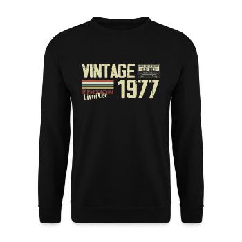 1977 Vintage Rétro Cadeau D'anniversaire 1977 - Sweat-shirt Unisexe - noir - Devant - Alina (178cm) & Michal (187cm)