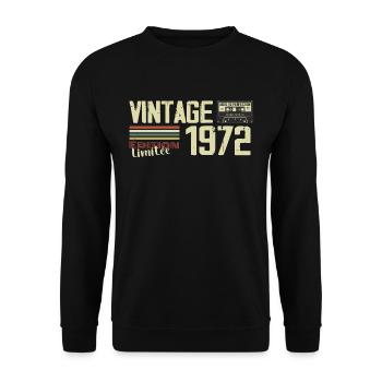 1972 Vintage Retro 1972 Geburtstagsgeschenk - Unisex Pullover - Schwarz - Vorne - Alina (178cm) & Michal (187cm)
