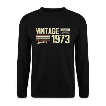 1973 Vintage Rétro Cadeau D'anniversaire 1973 - Sweat-shirt Unisexe - noir - Devant - Alina (178cm) & Michal (187cm)