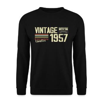 1957 Vintage Retro 1957 Geburtstagsgeschenk - Unisex Pullover - Schwarz - Vorne - Alina (178cm) & Michal (187cm)