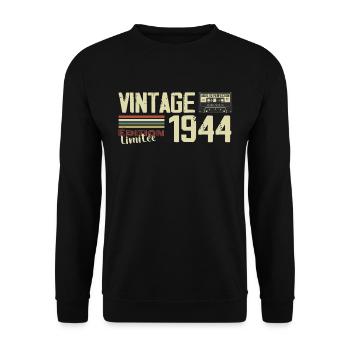 1944 Vintage Rétro Cadeau D'anniversaire 1944 - Sweat-shirt Unisexe - noir - Devant - Alina (178cm) & Michal (187cm)