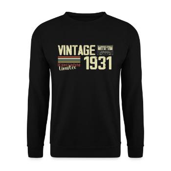 1931 Vintage Rétro Cadeau D'anniversaire 1931 - Sweat-shirt Unisexe - noir - Devant - Alina (178cm) & Michal (187cm)