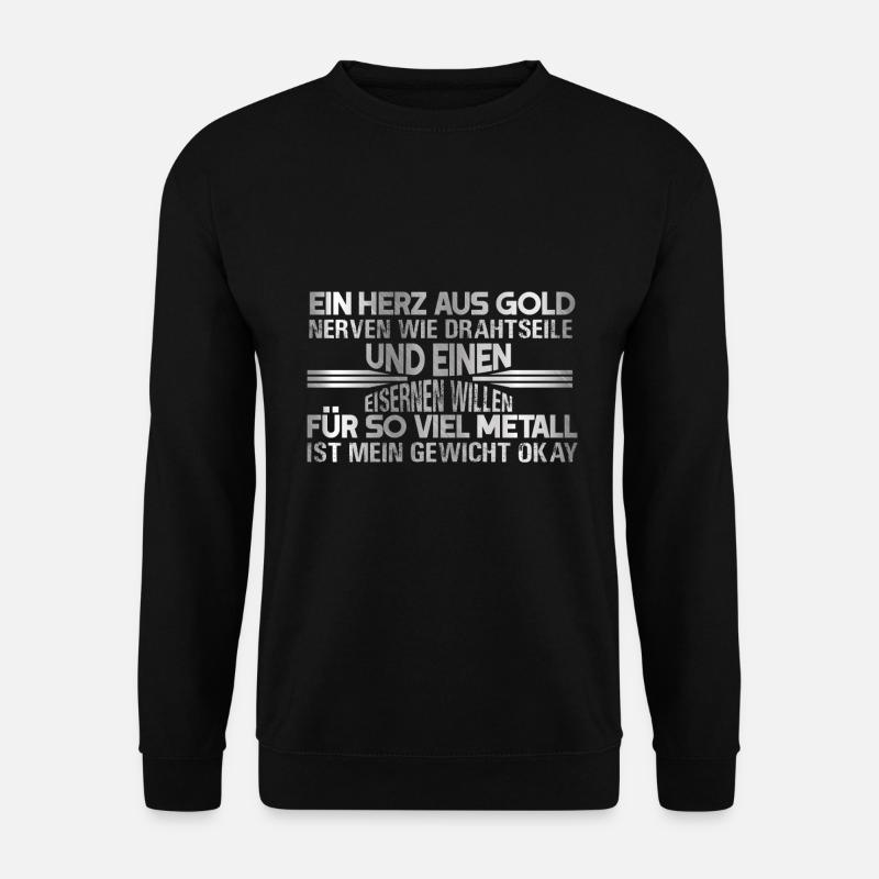 Herz aus Gold Spruch - Unisex Pullover - Schwarz