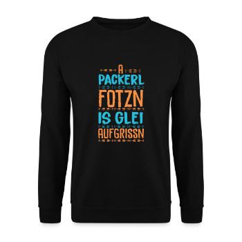 Bayrischer Spruch - Unisex Pullover - Schwarz - Vorne - Alina (178cm) & Michal (187cm)