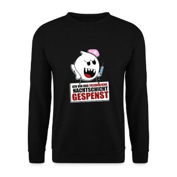 Nachtschicht Krankenpflege - Unisex Pullover - Schwarz - Vorne - Alina (178cm) & Michal (187cm)