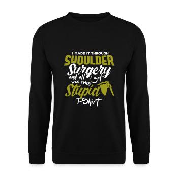 Shoulder Replacement Post New Surgery Gift - Unisex Sweatshirt - black - Front - Alina (178cm) & Michal (187cm)