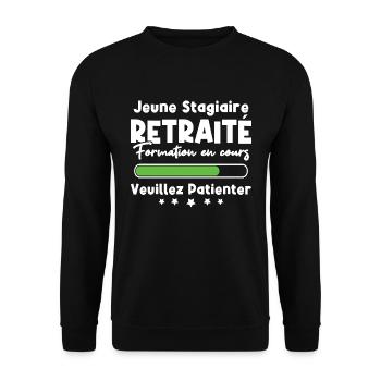 Jeune stagiaire retraité formation en cours - Sweat-shirt Unisexe - noir - Devant - Alina (178cm) & Michal (187cm)