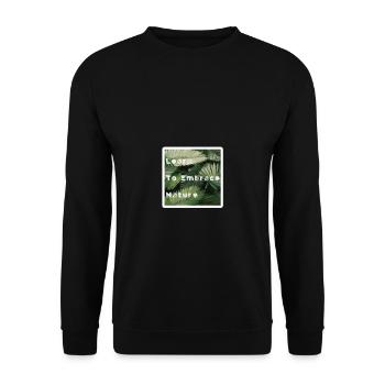 Natur Umarmung Biologisch Wald Urwald Öko Umwelt - Unisex Pullover - Schwarz - Vorne - Alina (178cm) & Michal (187cm)