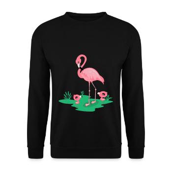 Flamingo Babies Teich Storch Rosa Pink Schilf - Unisex Pullover - Schwarz - Vorne - Alina (178cm) & Michal (187cm)