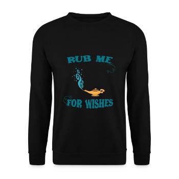 Wunderlampe Reiben Für Wünsche Gini Flaschengeist - Unisex Pullover - Schwarz - Vorne - Alina (178cm) & Michal (187cm)