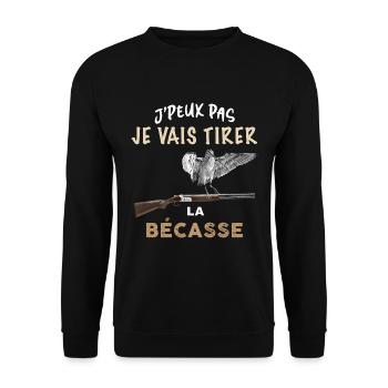 Chasseur tirer la becasse humour bécassier - Sweat-shirt Unisexe - noir - Devant - Alina (178cm) & Michal (187cm)