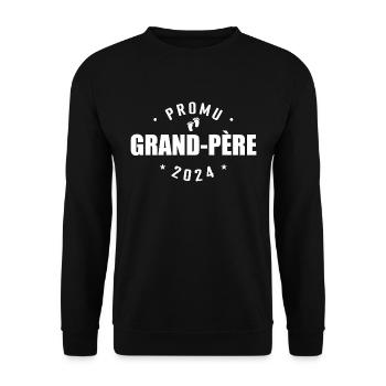 Promu Grand-père 2024 Cadeau Naissance Papy 2024 - Sweat-shirt Unisexe - noir - Devant - Alina (178cm) & Michal (187cm)
