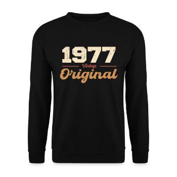 1977 Vintage Anniversaire Rétro Cadeau 1977 - Sweat-shirt Unisexe - noir - Devant - Alina (178cm) & Michal (187cm)
