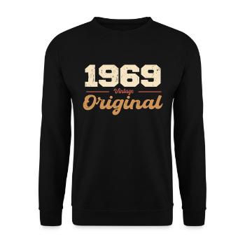 1969 Vintage Anniversaire Rétro Cadeau 1969 - Sweat-shirt Unisexe - noir - Devant - Alina (178cm) & Michal (187cm)